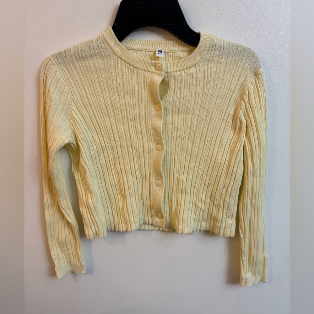 Uniqlo Light Yellow Ribbed Cardigan 7-9 years